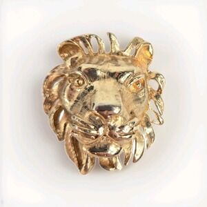 Donald Stannard Sculptural Lion Designer Gold Plate Brooch Vintage Rare HTF 24mm